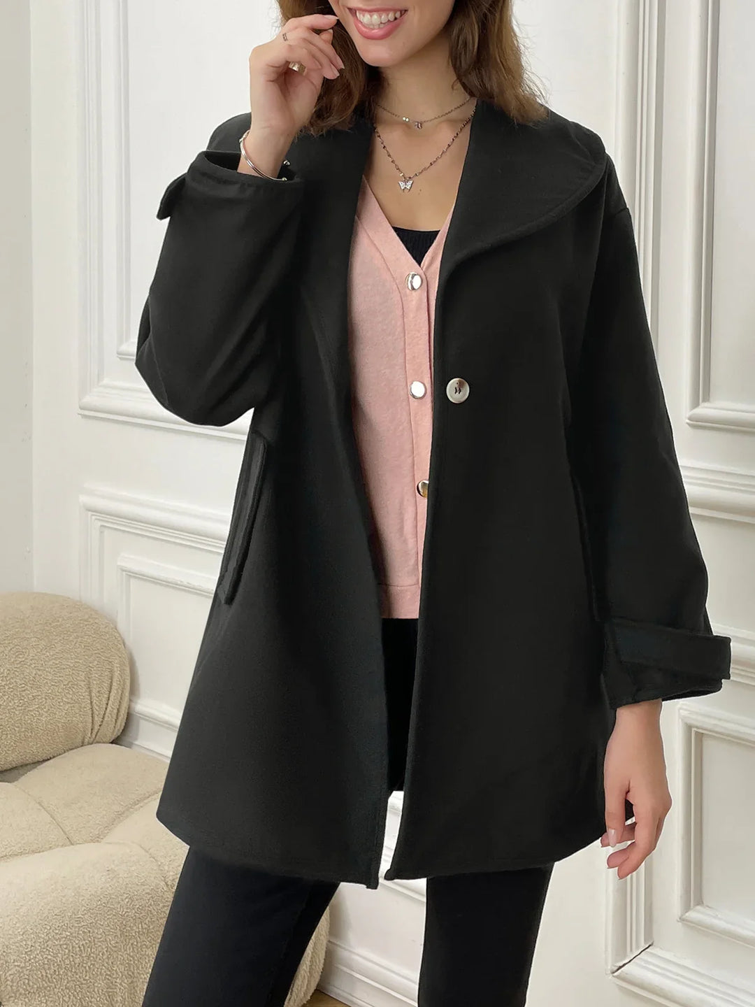 Synthia™ | Long Shawl Collar Coat